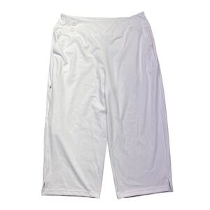 ISEEGZ White Sailor Button Capri Pants Athletic Stretch Sz L Fits 32" NWT